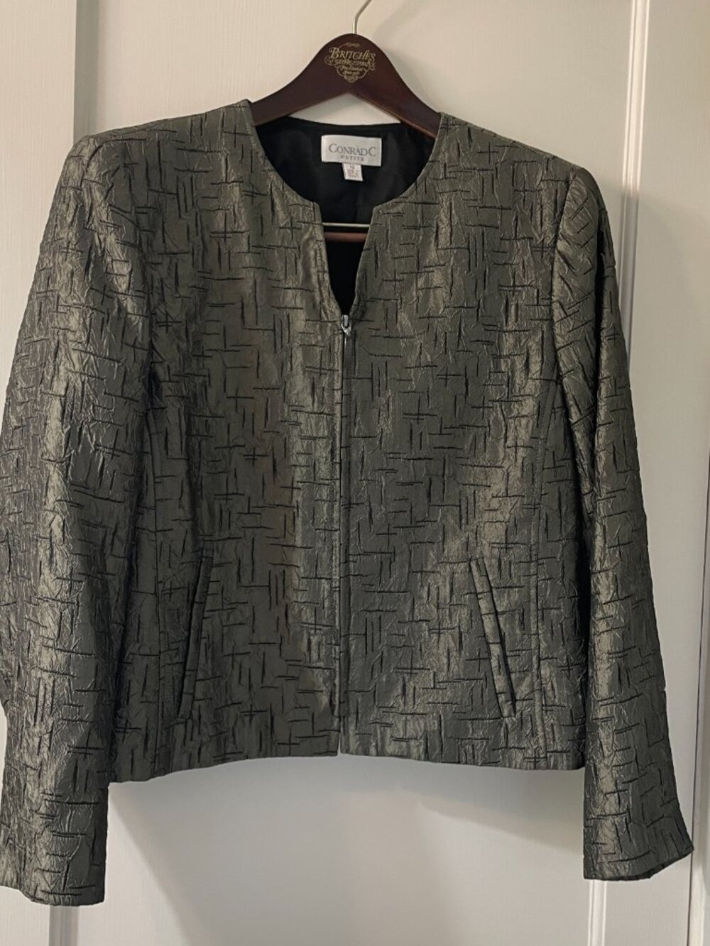 Conrad C Collection Jacket Size 12P Metallic Olive Green - Picture 2 of 9